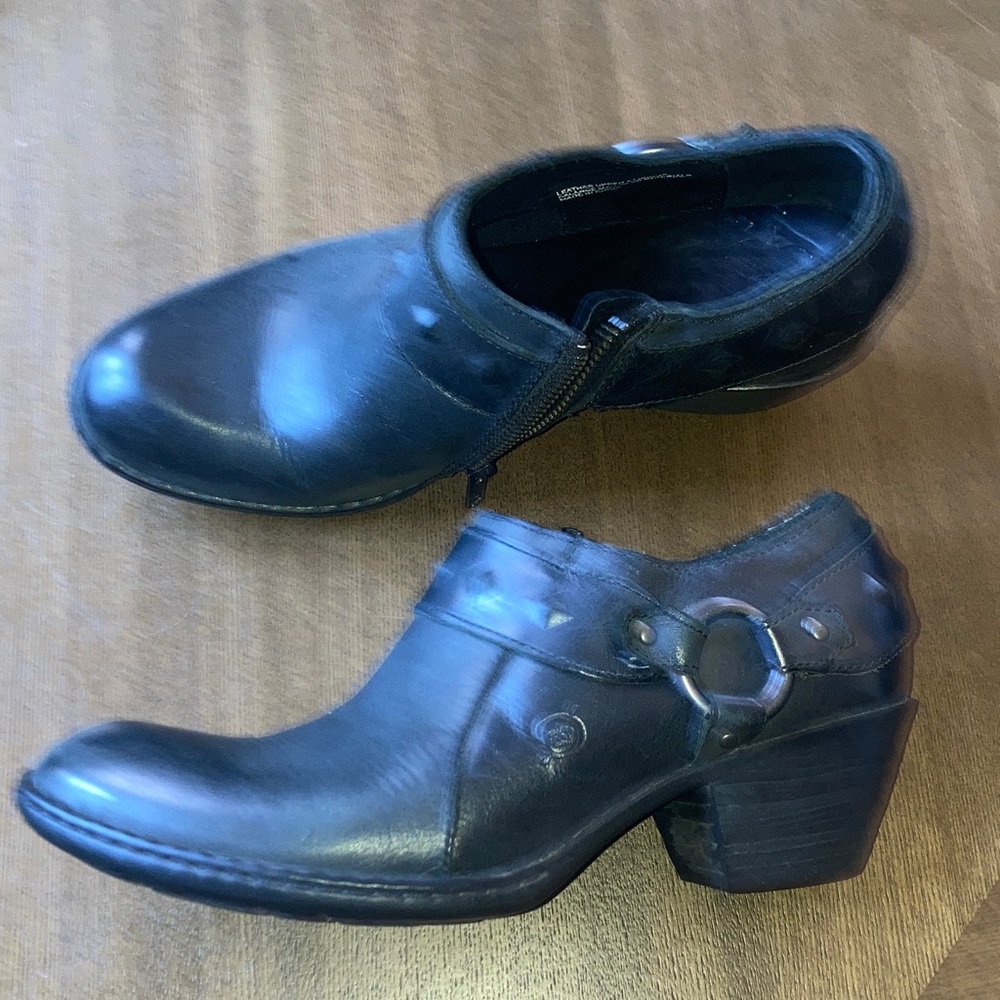 Black Born Leather Studded cowgirl booties